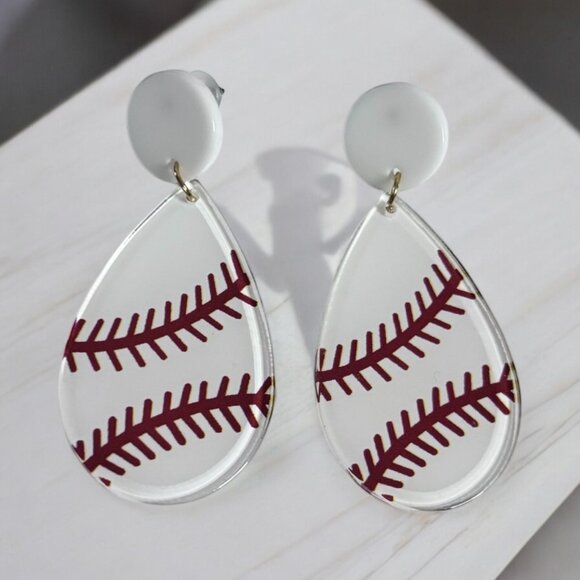 Acrylic Baseball Drop Earring - Picture 4 of 4